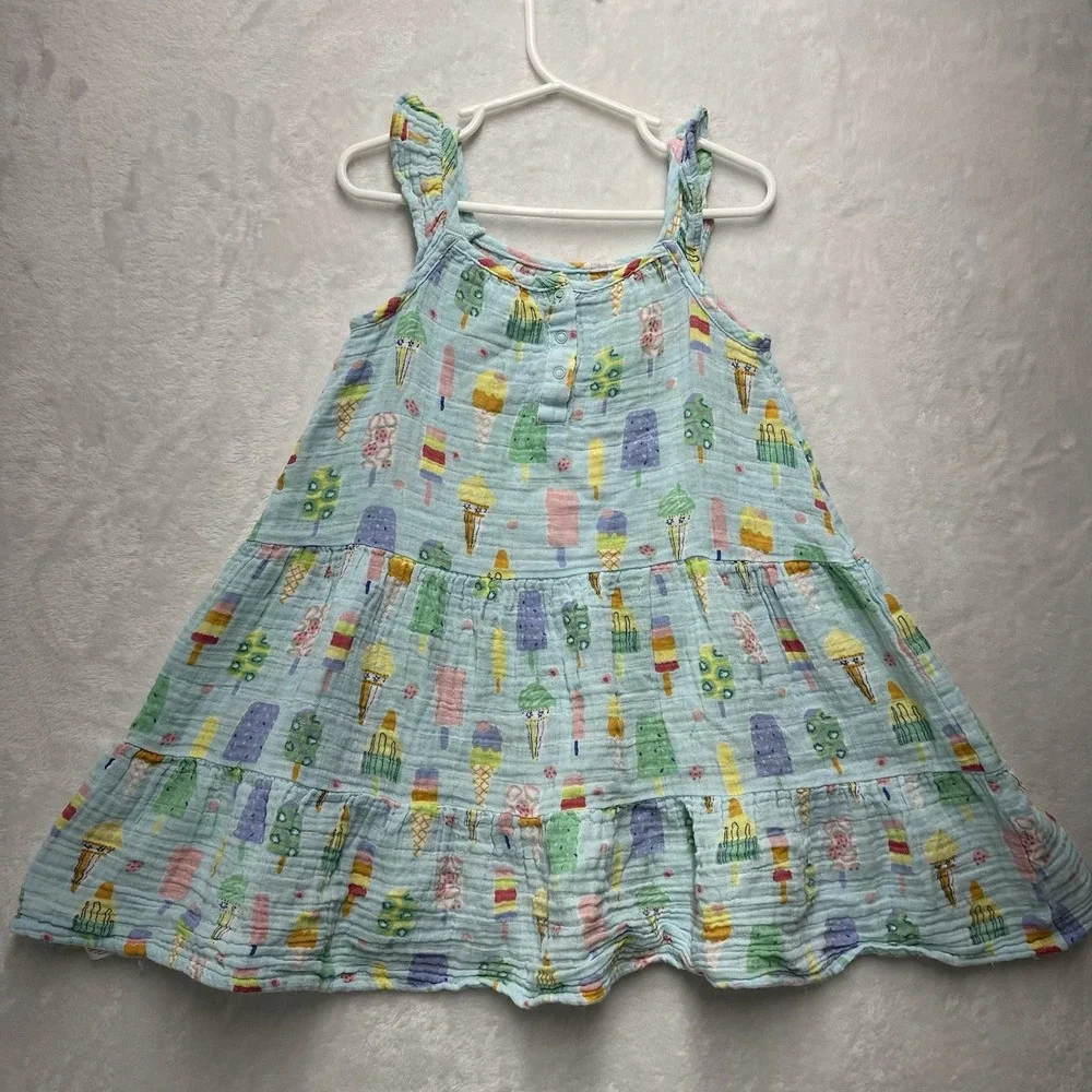 Angel Dear Muslin Dress Girls 5 Popsicle Ice Cream Organic Cotton Coastal Summer